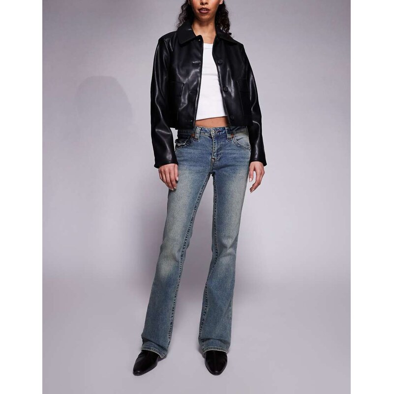 True Religion Becca low rise big T bootcut jeans in mid wash blue 114281559