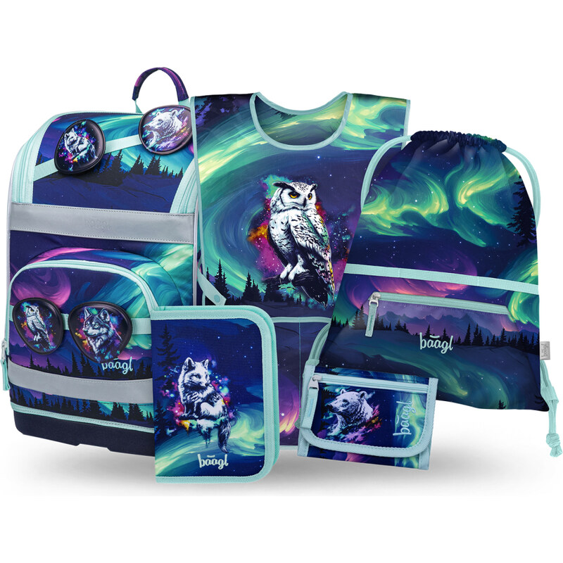 BAAGL SET 5 Zippy Plus Aurora: aktovka, penál, sáček, zástěra,