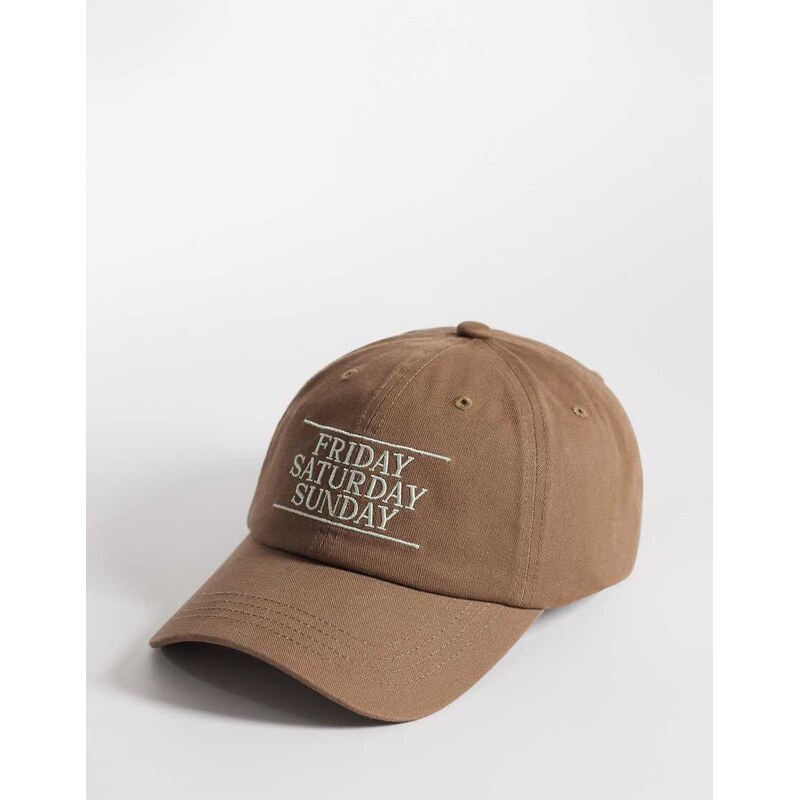 Accessorize Friday Saturday Sunday cap in brown