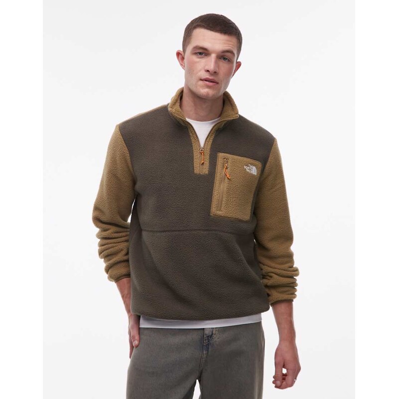 The North Face Yumiori 1/4 zip colourblock fleece in brown-Green