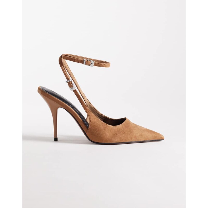 ASOS DESIGN Promise slingback stiletto high heel shoes in sand