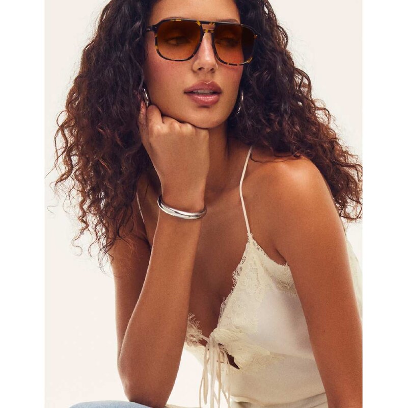 Quay Australia Quay on the fly aviator sunglasses in yellow tort with 114513964