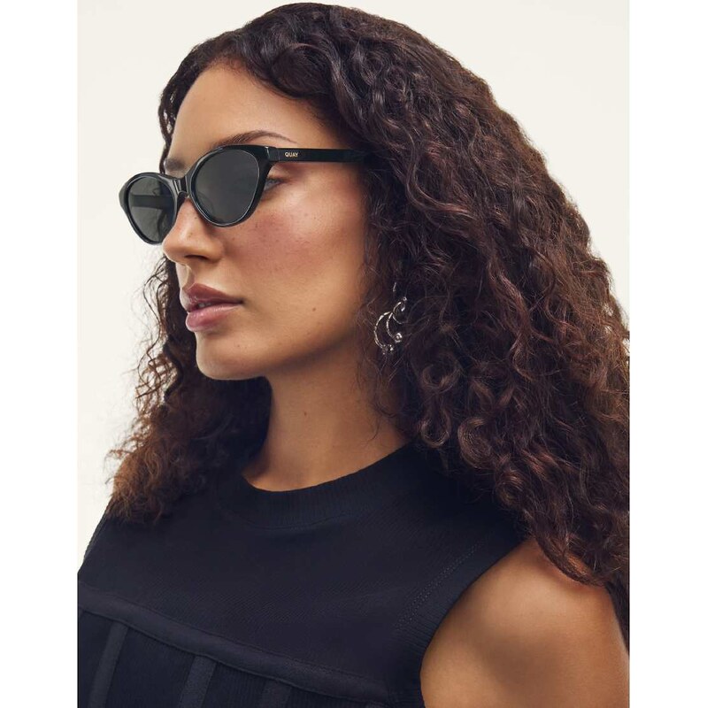 Quay Australia Quay talk nice narrow cat eye sunglasses in black 114523100