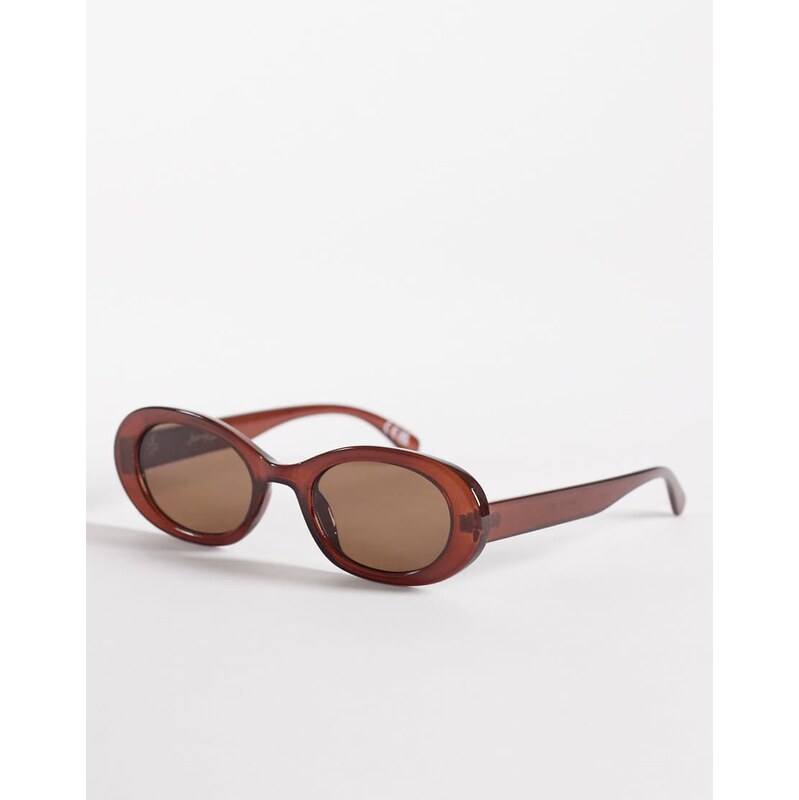 Jeepers Peepers chunky oval sunglasses in dark red with brown