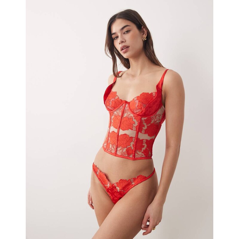 For Love & Lemons love is a rose thong co-ord in red