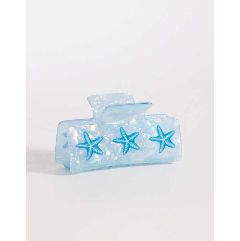 Accessorize printed triple starfish hair claw clip in blue