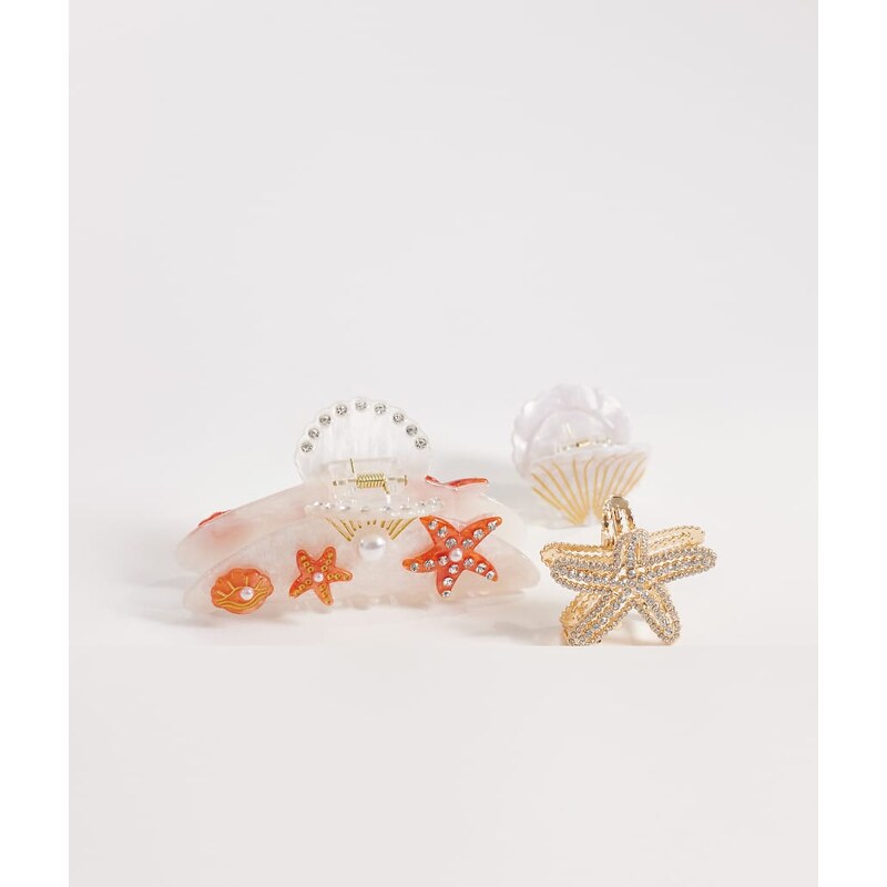 Accessorize pack of 3 ocean gem hair claw clips in multi