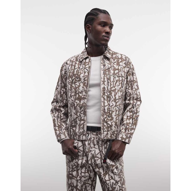 Gramicci taos patterned canvas jacket co-ord in grey reed