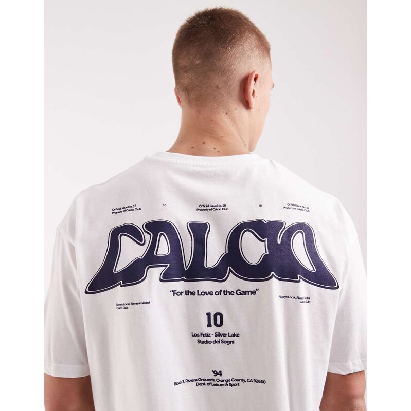 ASOS DESIGN boxy oversized t-shirt with text graphic in white