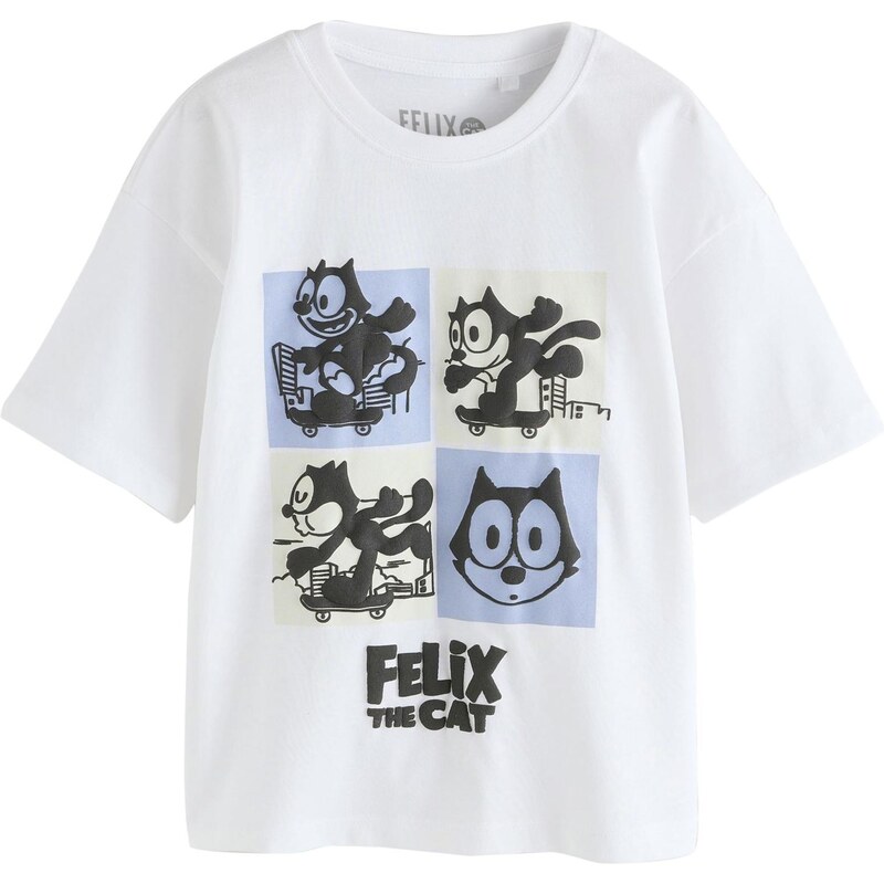 Next Tričko Felix Cat chladná modrá / černá / bílá / barva bílé