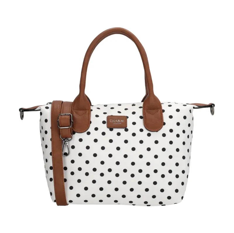 Charm London Bílá tečkovaná nepromokavá kabelka na rameno „Feminity“ 114294752