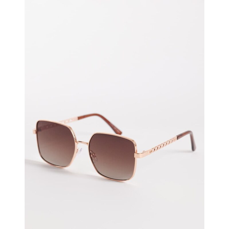 Jeepers Peepers large square sunglasses in gold with brown lens