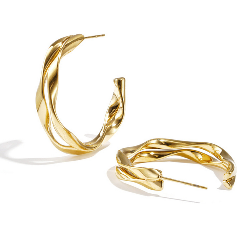 SYLVIENE Dvojité náušnice kruhy VIKTORIE Gold 114298311
