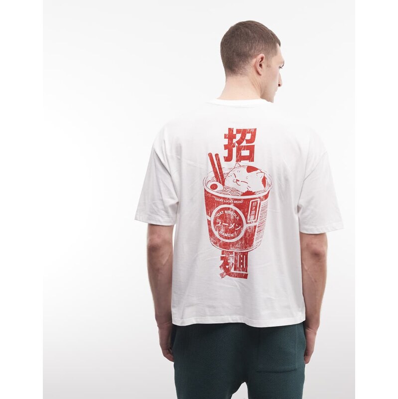 ASOS DESIGN boxy oversized t-shirt with ramen graphic in white