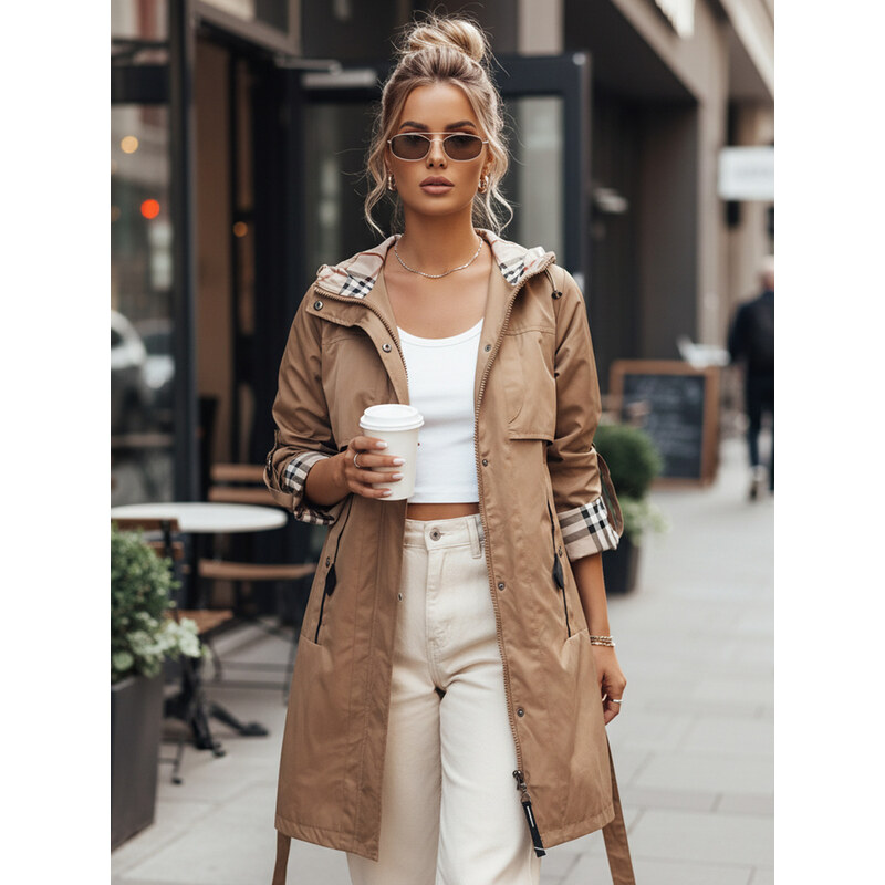 BASIC Tmavě béžová parka s nastavitelnými rukávy CIVIT 90357411