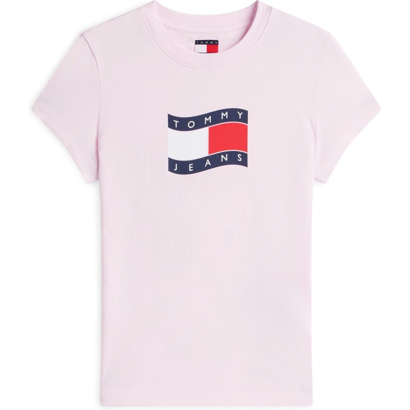 Tommy Jeans Tričko tmavě modrá / růžová / červená / bílá