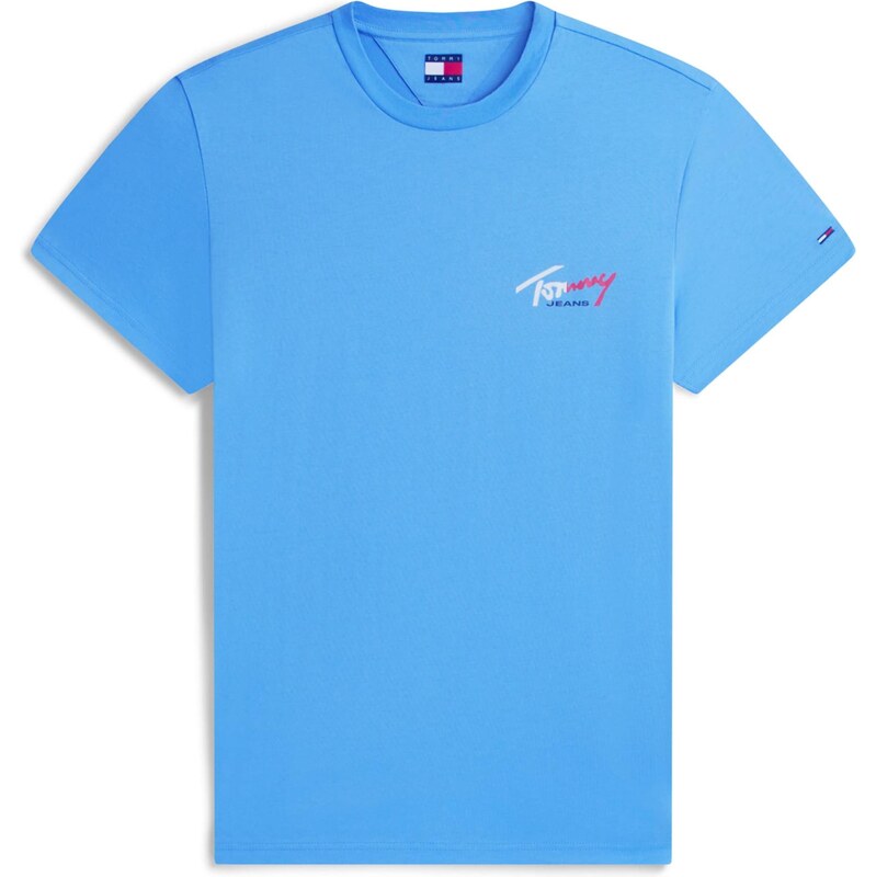 Tommy Jeans Tričko azurová / světle červená / bílá