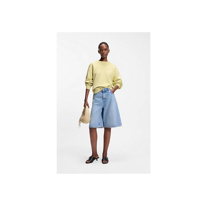 HUGO Wide-leg shorts in bright-blue denim 114300719