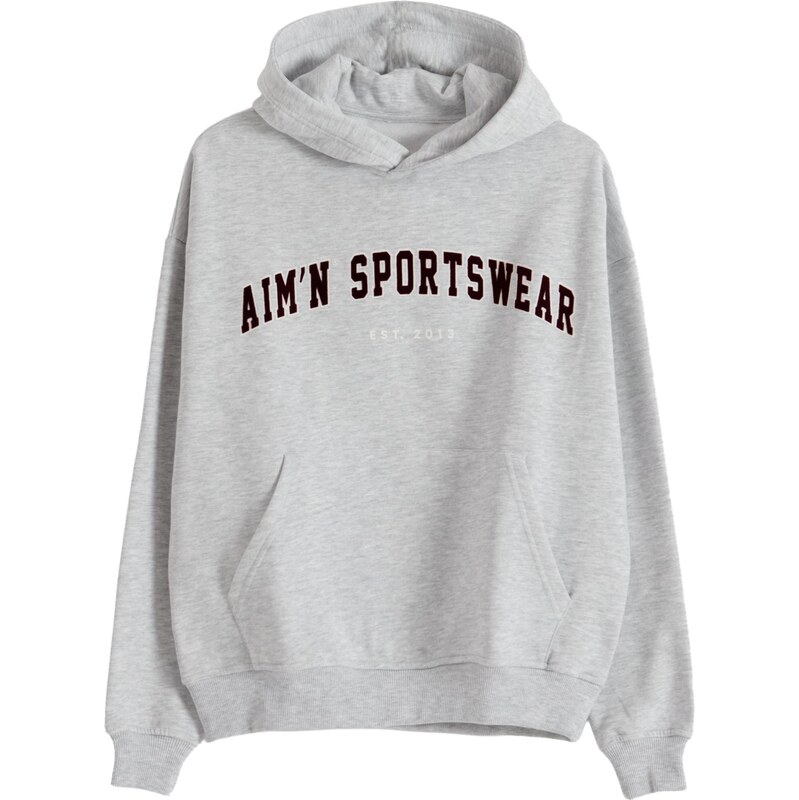 Aimn Sportovní mikina Varsity hnědá / šedý melír