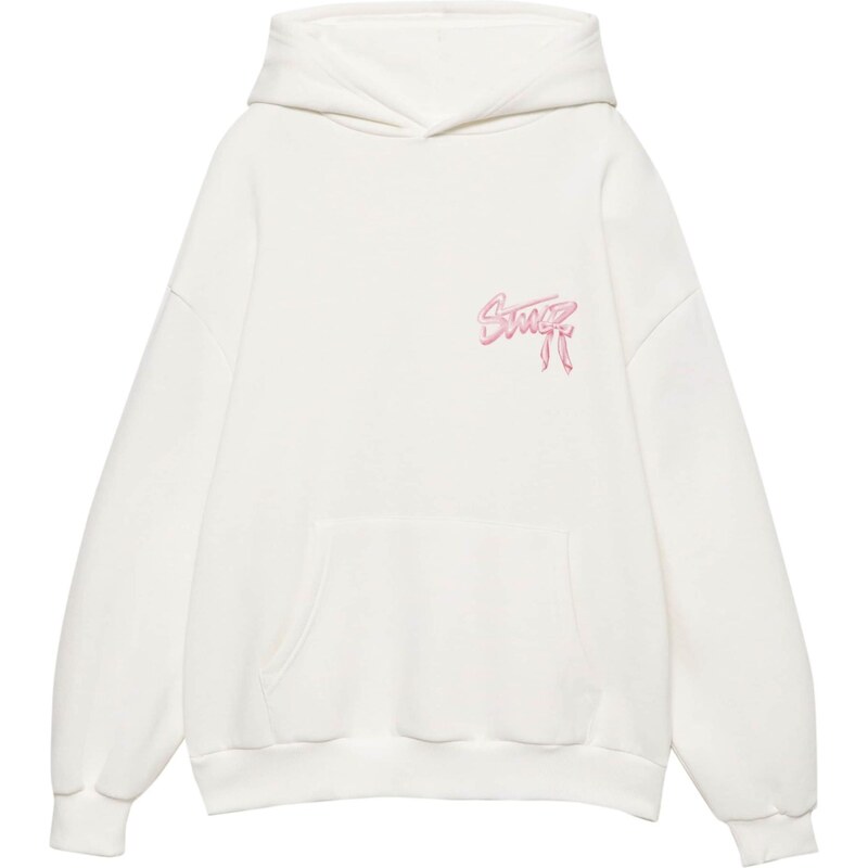 Pull&Bear Mikina světle růžová / bílá 114302015