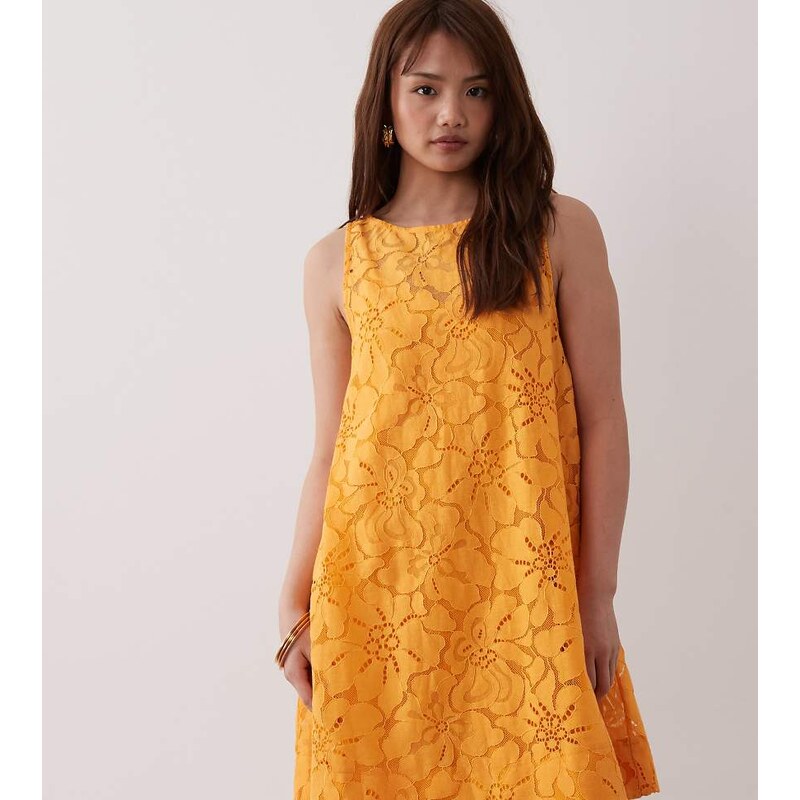 ASOS Petite ASOS DESIGN Petite lace shift mini dress in orange spritz 115517461