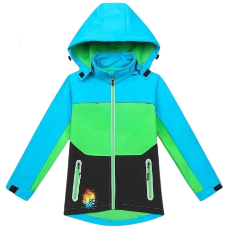 DĚTSKÁ SOFTSHELLOVÁ BUNDA modrá/zelená Kugo HK3122