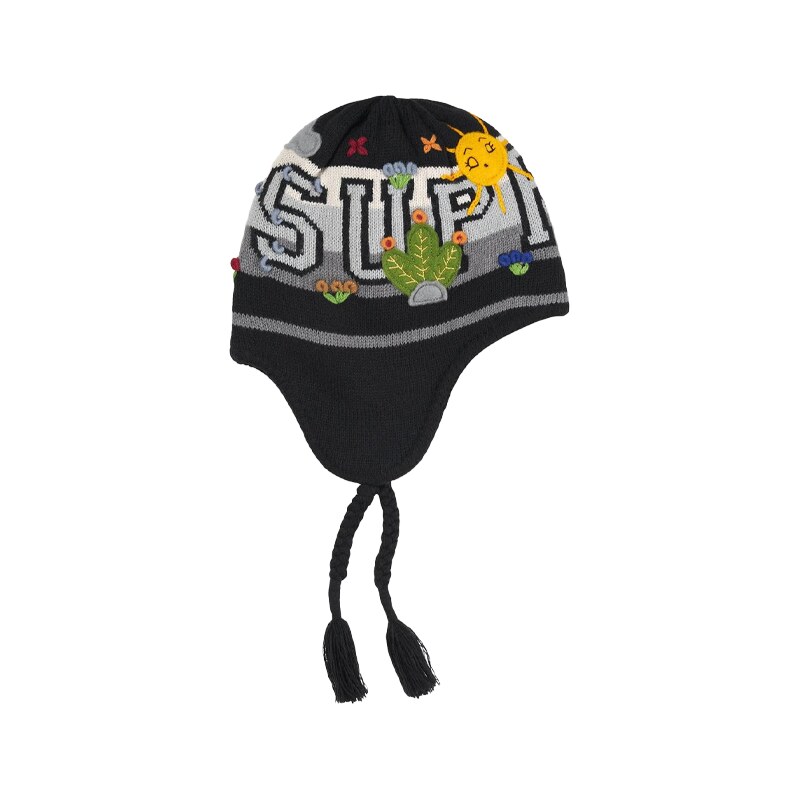 Supreme Felt Applique Earflap Beanie Black