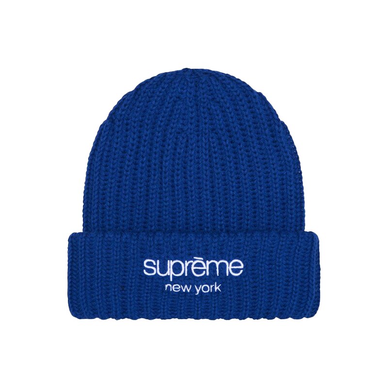 Supreme Chunky Rib Classic Logo Beanie Royal