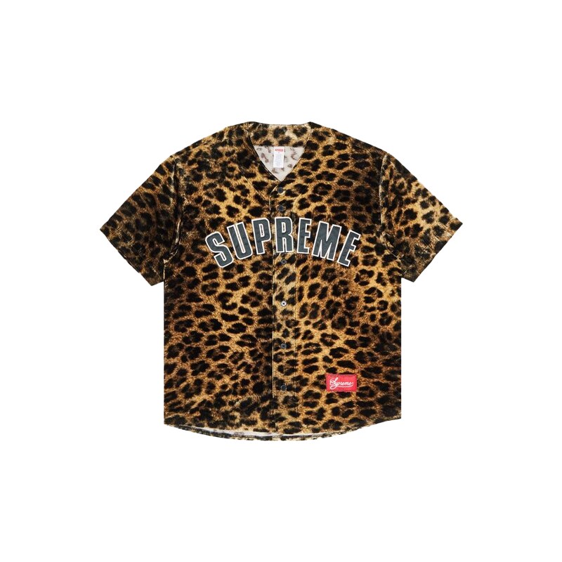 Supreme Velvet Baseball Jersey Leopard