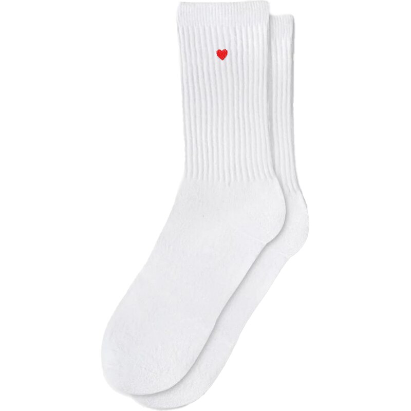Capkov Embroidery Socks White Heart