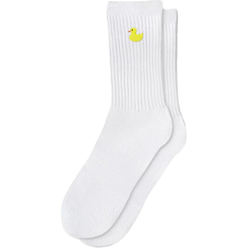 Capkov Embroidery Socks White Duck