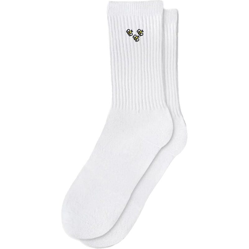 Capkov Embroidery Socks White Bees