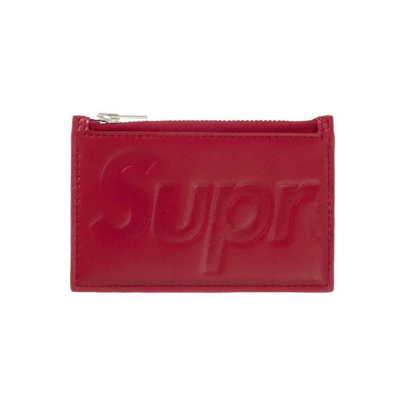 Supreme Leather Zip Card Holder Red