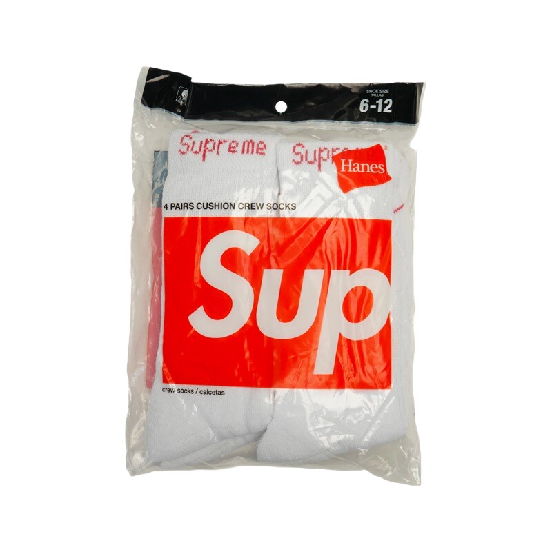 Supreme Hanes Crew Socks Crew Socks (4 Pack) White