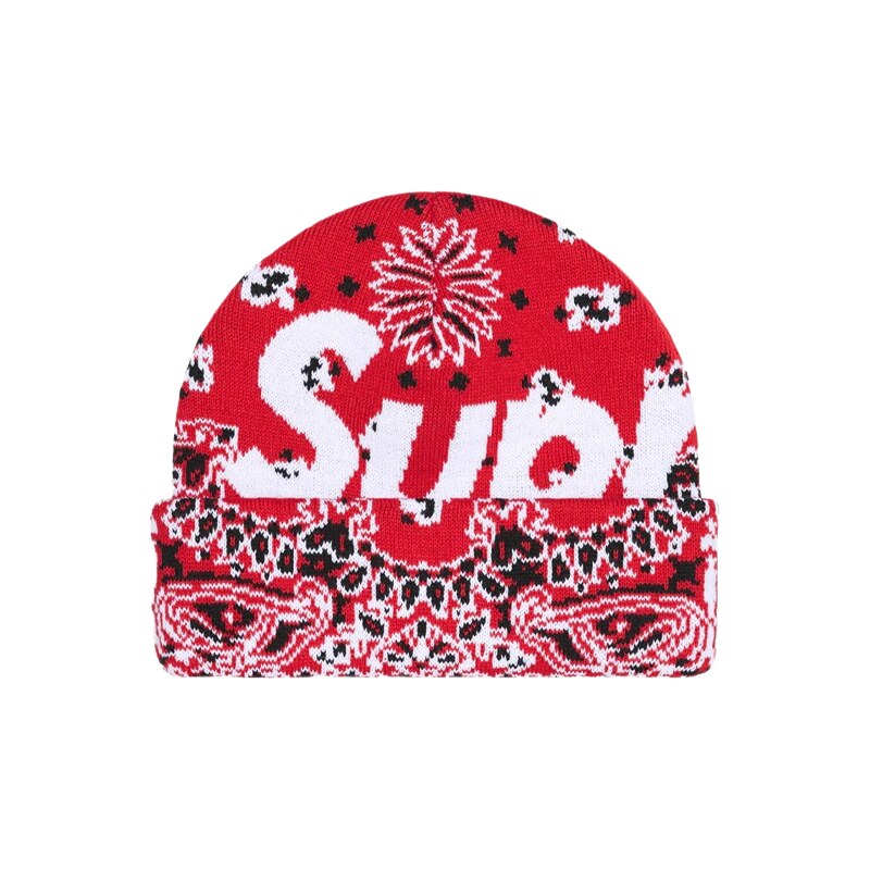 Supreme Bandana Big Logo Beanie Red