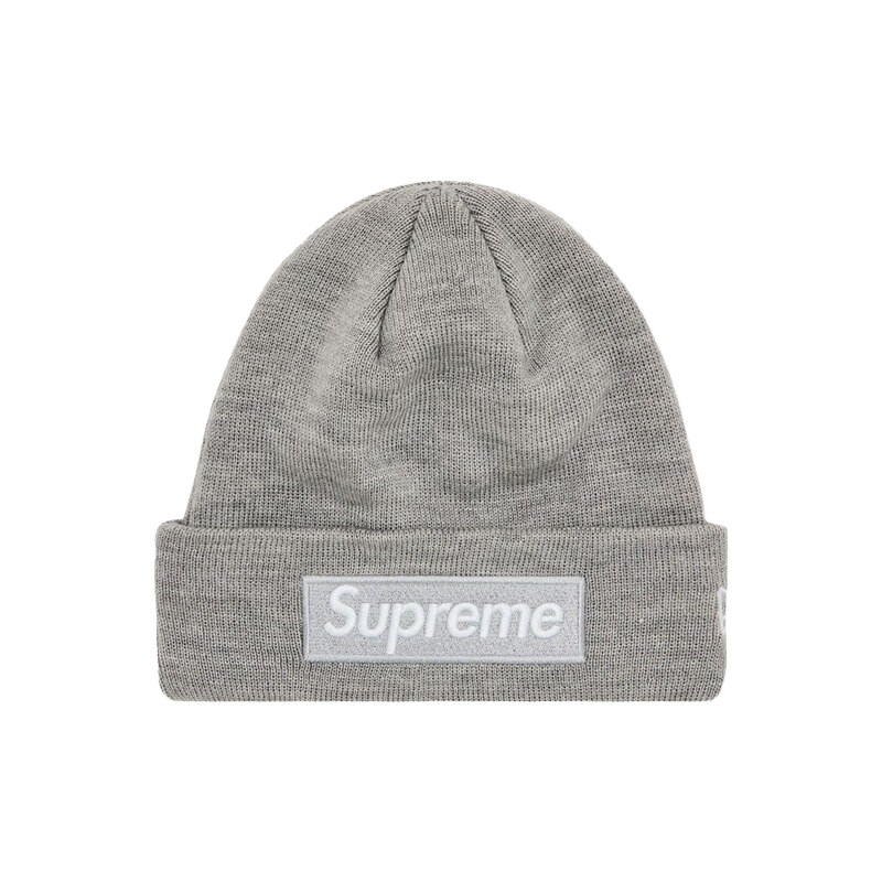 Supreme x New Era Box Logo Beanie Heather Grey