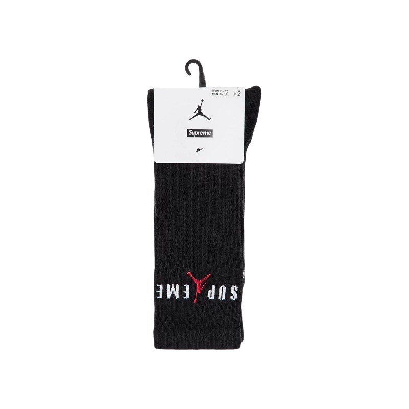 Supreme x Jordan Crew Socks (2 Pack) Black