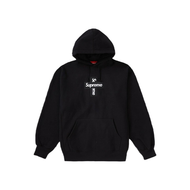 Supreme Cross Box Logo Hooded Sweatshirt Black