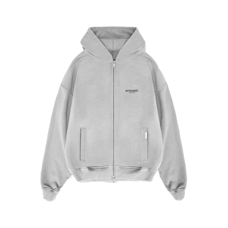Represent Owners Club Zip-Up Ash Grey Hoodie