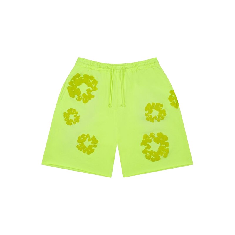 Denim Tears Mono Cotton Wreath Shorts Neon Green