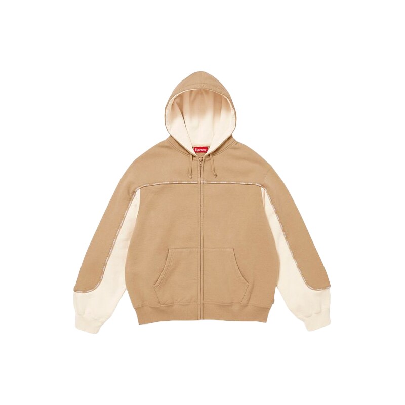 Supreme Piping Zip Up Hooded Sweatshirt Dark Tan