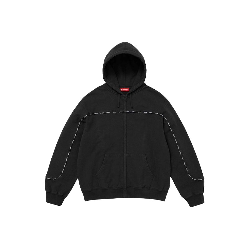 Supreme Piping Zip Up Hooded Sweatshirt Black