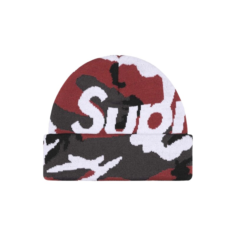 Supreme Camo Big Logo Beanie Red Camo