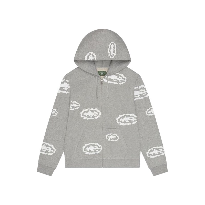Corteiz x Denim Tears Island Wreath Zip Hoodie Heather Grey