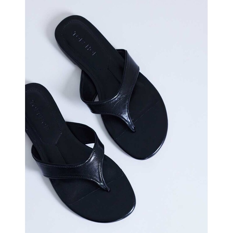 Topshop Sisi toe thong flat sandal in black 114534831