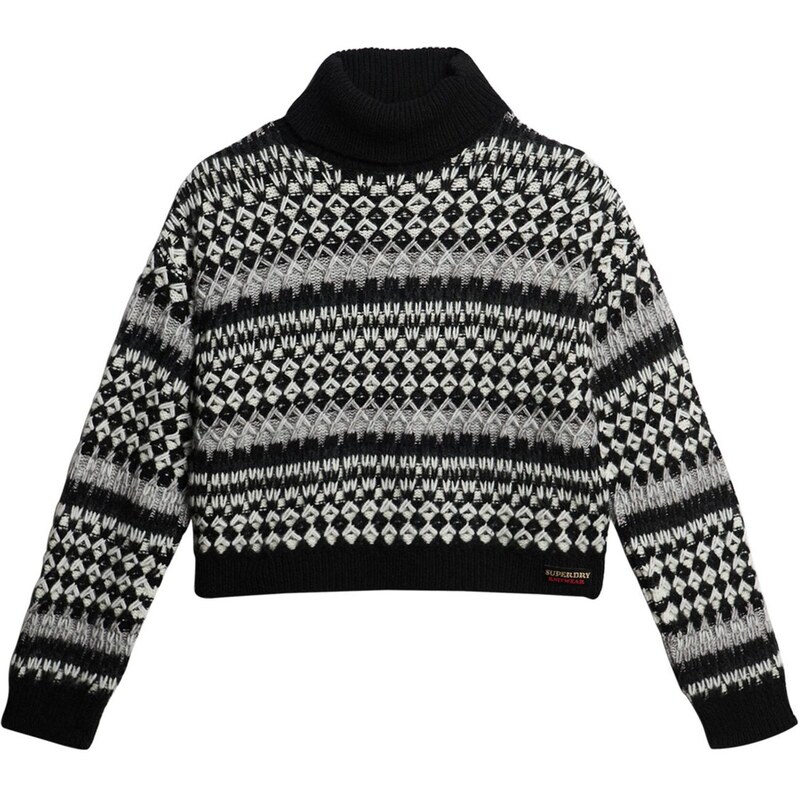 Superdry & Co Svetr světle šedá / černá / bílá