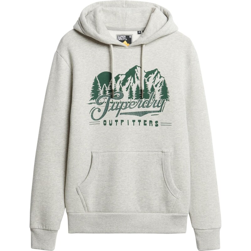 Superdry & Co Mikina Outfitters šedý melír / tmavě zelená