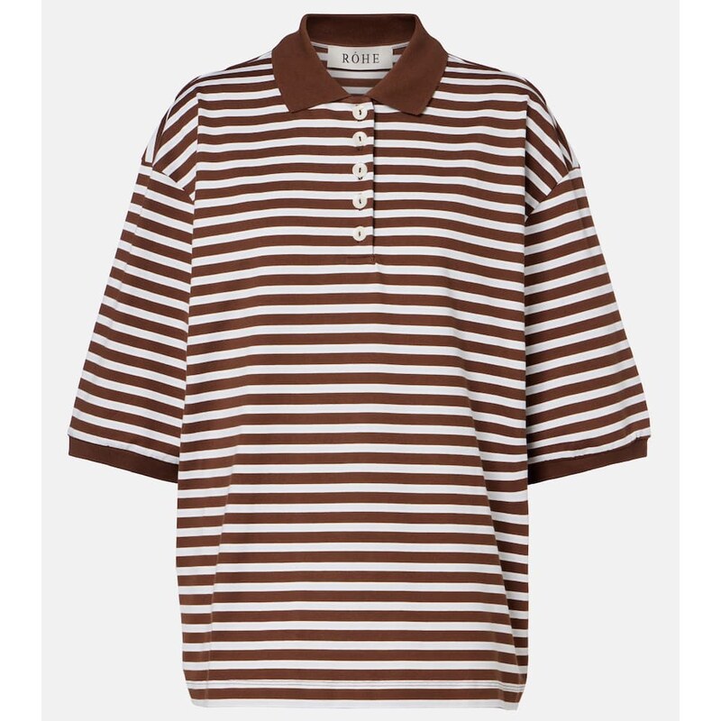 Róhe Striped oversized cotton polo shirt