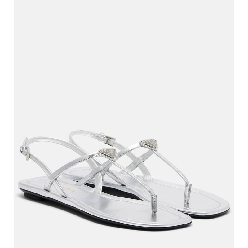 Prada Metallic leather sandals