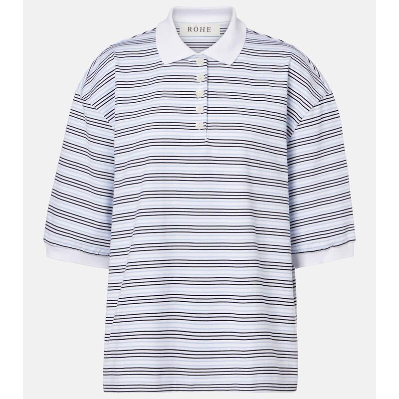 Róhe Striped oversized cotton polo shirt